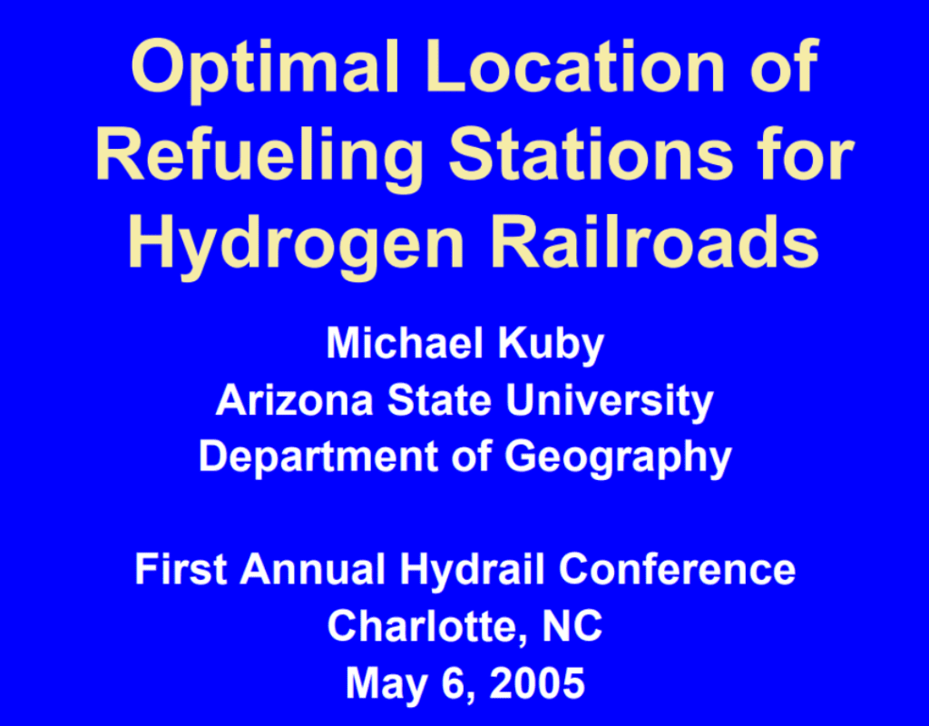 Optimal Location of Refueling Stations for Hydrogen Railroads PPT Cover