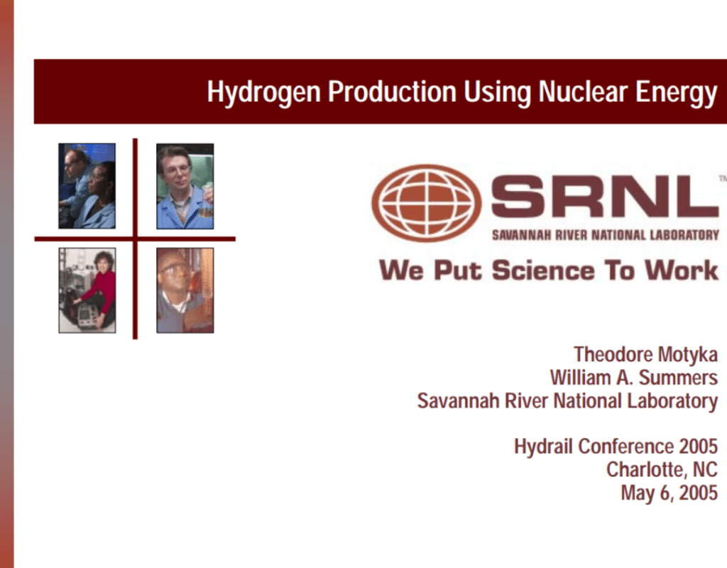 Hydrogen Production Using Nuclear Energy PPT Cover